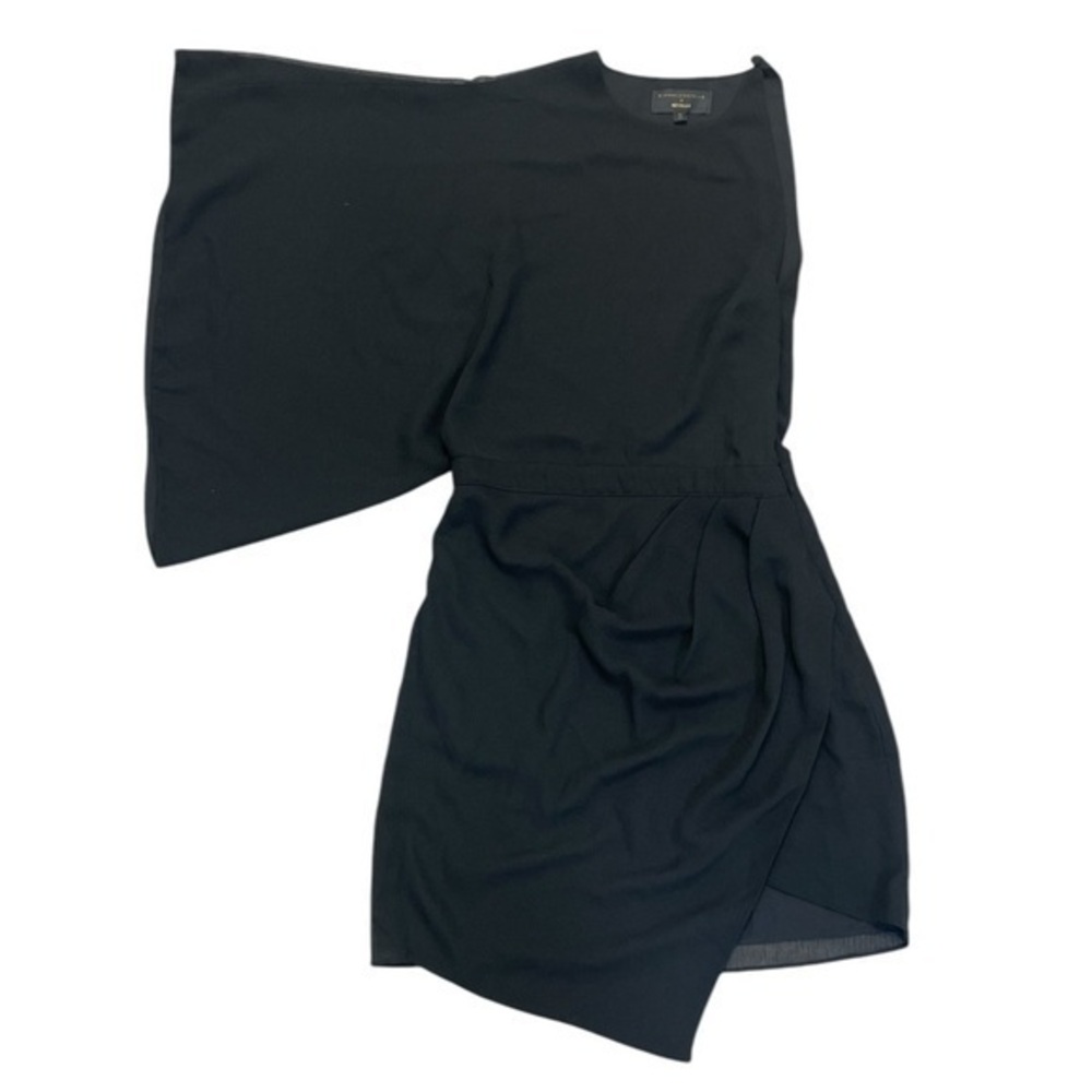 Michael Costello One-Shoulder Black Asymmetric Mini Dress